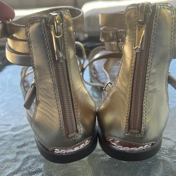 Sam Edelman Ganesa Gladiator Sandals Gold Strappy Flat Leather Women’s 8.5 - Picture 8 of 11